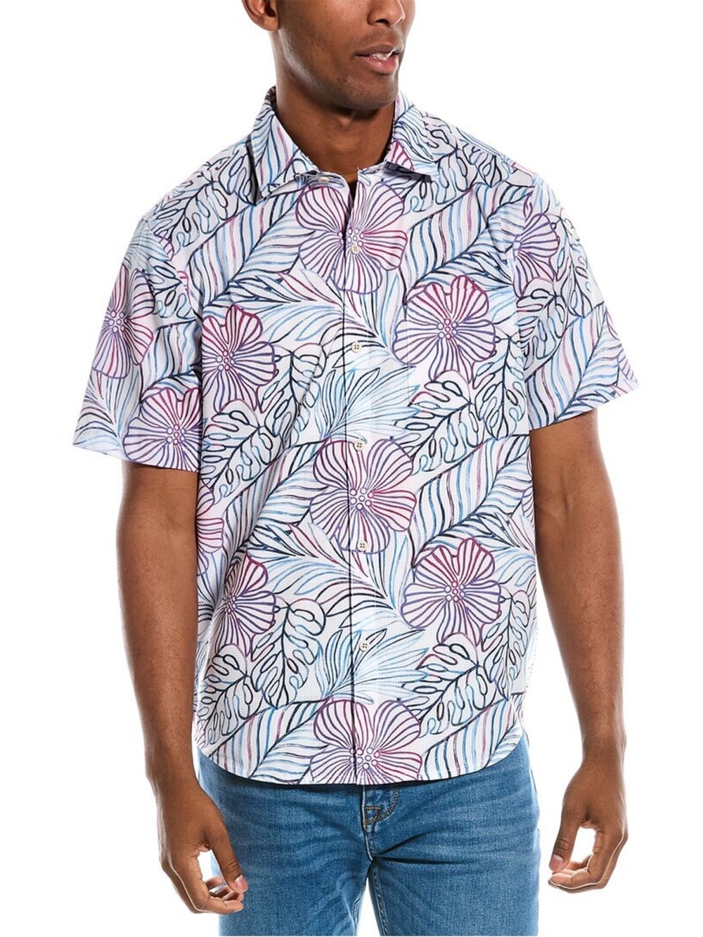 Tommy Bahama Bahama Coast Monstera Lines Camp Shirt LG